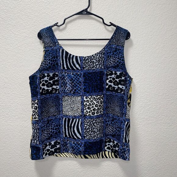 Jordan 90s Y2K Reversible Sleeveless Boat Neck Top Animal Print Floral Large - Picture 2 of 7